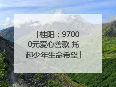 桂阳：97000元爱心善款 托起少年生命希望